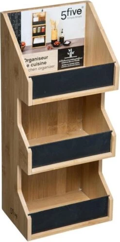 Merkloos Decopatent® 3 Laags Keuken Opbergrek - Staand Rek 3 Etages - Keukenrek - Bamboe Hout - Etagere Rek - Kruidenrek - Keuken Organizer
