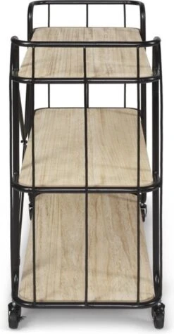 LIFA LIVING Industriële Bakkerskast - Serveerwagen Op Wielen - Opbergkast - Zwart - Metaal & Hout - 80 X 41 X 93 Cm -Thuisopslag 624x1200