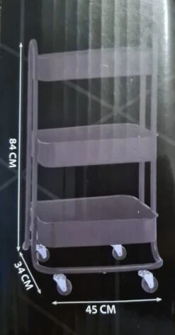 Multifunctionelle Trolley - Zwart - Kast Op Wieltjes – Kar Op Wielen – 3-laagse Kast – Bakkerskast – Stellingkast – Rolkast – Keukentrolley – Serveerwagen – Keukentrolley Op Wieltjes – Badkamertrolley H85xB34xL45 CM -Thuisopslag 626x1200 1
