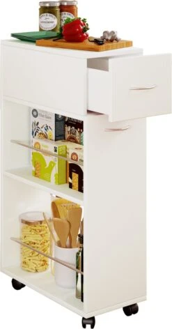 VCM Keuken Trolley Serveerwagen Niche Kast Rolbare Wielen Tusal Lade Keuken Trolley Serveerwagen Niche Kast Rolbare Wielen Tusal Lade