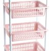 Opberger/organiser Trolley/roltafel Met 4 Manden 85 Cm Oud Roze - Etagewagentje/karretje Met Opbergkratten -Thuisopslag 641x1200