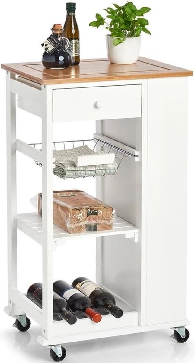 Keuken Trolley/kastje Met Uitschuifbare Mandjes, Wijnrek En Plankjes Aan De Zijkant 50 X 86 Cm - Zeller - Woondecoratie - Keuken Accessoires/benodigdheden - Bijzetkastjes - Trolleys 3 Keuken Trolley/kastje Met Uitschuifbare Mandjes, Wijnrek En Plankjes Aan De Zijkant 50 X 86 Cm - Zeller - Woondecoratie - Keuken Accessoires/benodigdheden - Bijzetkastjes - Trolleys