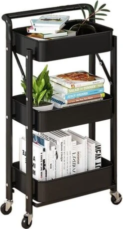 Inklapbare Keukentrolley - Keukentrolley Op Wieltjes - Serveerwagen - Metaal - Wit - 89,5*44*30cm -Thuisopslag 646x1200 2