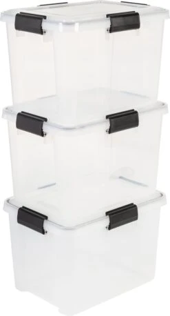 IRIS Airtight Box Opbergbox - 20L - 3 Stuks - Transparant/Zwart
