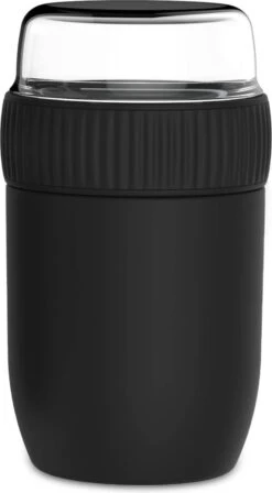 Coninx Thermos Lunchbox - Muesli Beker To Go - Isoleer Lunchpot - Yoghurtbeker To Go - Mueslibeker 840ml (600ml+240ml) - RVS / Zwart -Thuisopslag 662x1200