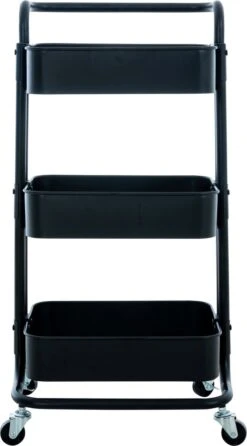 Trolley Keuken - Trolley Op Wieltjes - Trolley Serveerwagen - Zwart -Thuisopslag 664x1200 1