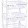 Witte Opberg Trolleys/roltafels Met 4 Manden 85 Cm - Etagewagentje/karretje Met Opbergkratten -Thuisopslag 667x1200