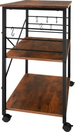 Tectake - Serveerwagen Rugby 65,5x45,5x88,5cm - Industrieel Donkerbruin - 404756 -Thuisopslag 680x1200 1