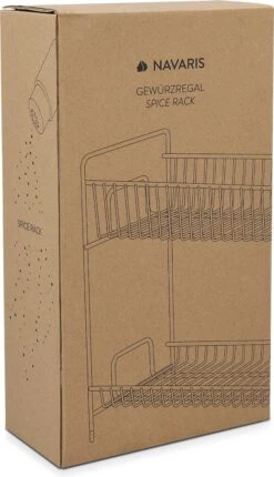 Navaris Stalen Kruidenrekje 2 Laags - Kruidenrek Staand - Rek Voor Kruidenpotjes En Glaasjes - Multifunctionele Organizer Voor Keuken En Badkamer -Thuisopslag 690x1200