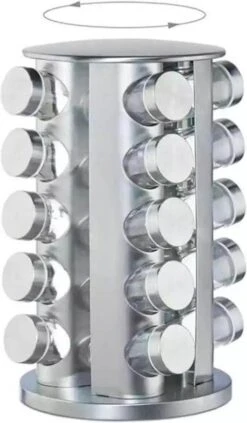 SensaHome 360 Graden Roteerbare Kruidencarrousel - Kruidenrek/Kruidenmolen - 20 Kruidenpotjes - 5 Laags - Draaibaar - 20 Specerijen Potjes - Specerijenmolen -Thuisopslag 701x1200