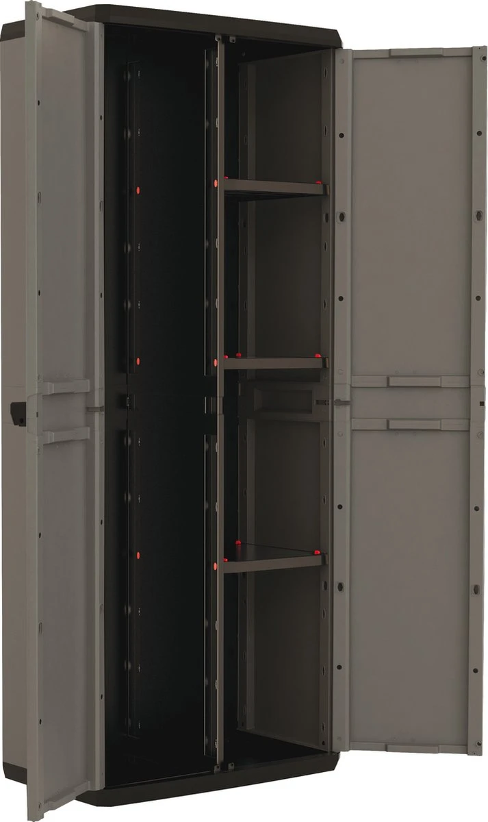 Keter Più Multipurpose Opbergkast - 3 Planken - 39x68x166cm - Donkergrijs/Zwart 6 Keter Più Multipurpose Opbergkast - 3 Planken - 39x68x166cm - Donkergrijs/Zwart - Afbeelding 4