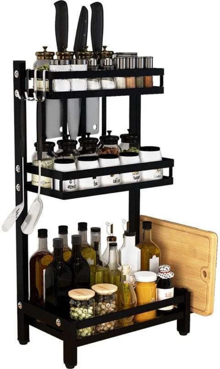 Koflergoods - Kruidenrek - Kruidenrek Staal - 3 Laags - Opbergrek - Keuken Organizer - Roestvrijstaal - Aanrecht Organizer 3 Koflergoods - Kruidenrek - Kruidenrek Staal - 3 Laags - Opbergrek - Keuken Organizer - Roestvrijstaal - Aanrecht Organizer