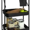 QUVIO Keukentrolley Opvouwbaar - Keukentrolley Op Wieltjes - Kast Op Wieltjes - Opbergrek - Bakkerskast - Rolkast - Stellingkast - Serveerwagen - Badkamertrolley - 3 Lagen - Metaal - 30 X 45 X 77 Cm (lxbxh) - Zwart -Thuisopslag 718x1200