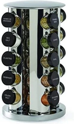 SensaHome 360 Graden Roteerbare Kruidencarrousel - Kruidenrek/Kruidenmolen - 20 Kruidenpotjes - 5 Laags - Draaibaar - 20 Specerijen Potjes - Specerijenmolen -Thuisopslag 721x1200