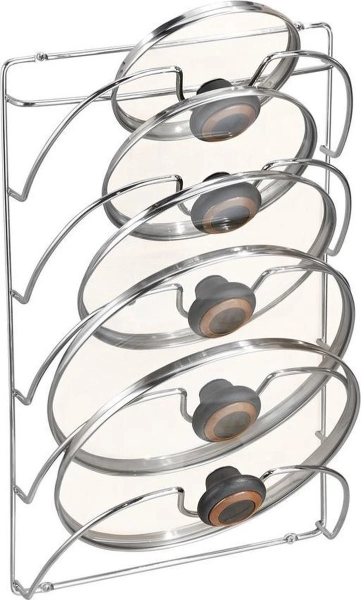 IDesign Pannendekselhouder Deurmontage - Zilver - Sorteervakken 5 IDesign Pannendekselhouder Deurmontage - Zilver - Sorteervakken - Afbeelding 3
