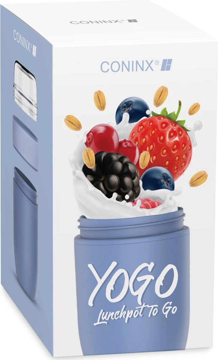 Coninx Yoghurtbeker To Go - Muesli Beker To Go - Lunchbeker - Mueslibeker 640ml ( 450ml+190ml ) - Blauw 9 Coninx Yoghurtbeker To Go - Muesli Beker To Go - Lunchbeker - Mueslibeker 640ml ( 450ml+190ml ) - Blauw - Afbeelding 7