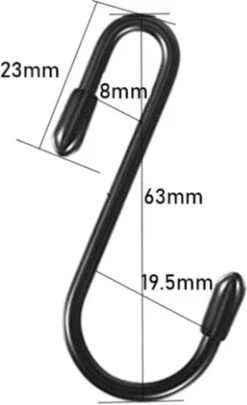 FSW-Products - S Haken - 2 Stuks - Ophanghaak - Zwart - S Vormige Haakjes - Vleeshaken - Haak -Thuisopslag 732x1200