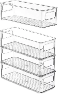 Janse Set Van 4 Koelkast Organizers - Opbergbox - Opberg Bakjes - Koelkast Bakjes - Plastic Bakjes - Bakjes - Keuken Organizer - Stapelbaar - Koelkast Opbergbak - Voorraadbakjes - Koelkast Accessoires - Lade Organizer -Thuisopslag 742x1200