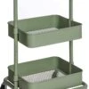 SONGMICS Trolley Met 3 Niveaus, Opbergwagen, Keukenplank Met Wielen, In Hoogte Verstelbare Rekken, Serveerwagen Met 2 Remmen, Eenvoudige Montage, Voor Badkamer, Keuken, Kantoor, Grijsgroen BSC060C01 -Thuisopslag 749x1200