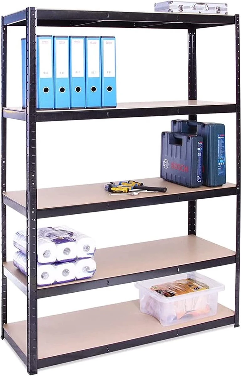 G-Rack Rekken Voor Zwaar Gebruik, 1 Zwart Opbergrek 5 Vakken - Voor Kelder, Werkplaats, Berging, Garage - Metaal I 180 X 120 X 45 Cm I 175 Kg Belasting Per Rek (totaal 875 Kg) I 5 Jaar Garantie 4 G-Rack Rekken Voor Zwaar Gebruik, 1 Zwart Opbergrek 5 Vakken - Voor Kelder, Werkplaats, Berging, Garage - Metaal I 180 X 120 X 45 Cm I 175 Kg Belasting Per Rek (totaal 875 Kg) I 5 Jaar Garantie - Afbeelding 2