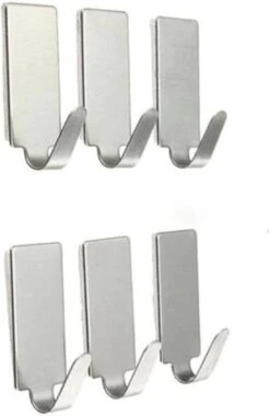 Merkloos FSW-Trading - Keukenhaken - RVS - ZIlver - Zelfklevend - 6 Stuks