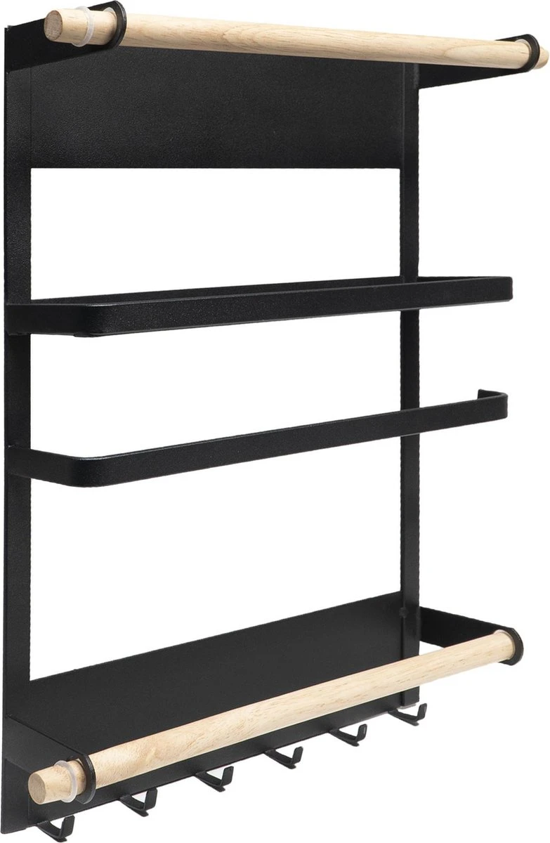 QUVIO Keukenrekje Van Metaal Magnetisch - Kruidenrek - Keuken Opbergrek Voor Kruiden, Handdoeken En Opscheplepels - Zwart 3 QUVIO Keukenrekje Van Metaal Magnetisch - Kruidenrek - Keuken Opbergrek Voor Kruiden, Handdoeken En Opscheplepels - Zwart
