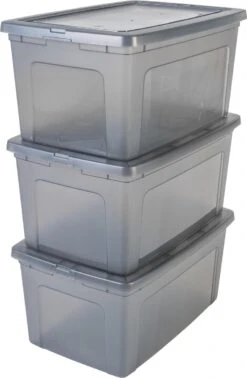 IRIS Modular Clear OpbergBox - 50L - 3 Stuks - Grijs