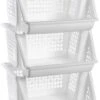 3x Witte Opberg Kratten/kasten/organizers 62 Cm - Stapelkratten - Stapelbare Manden/bakken Om Spullen In Op Te Bergen -Thuisopslag 788x1200