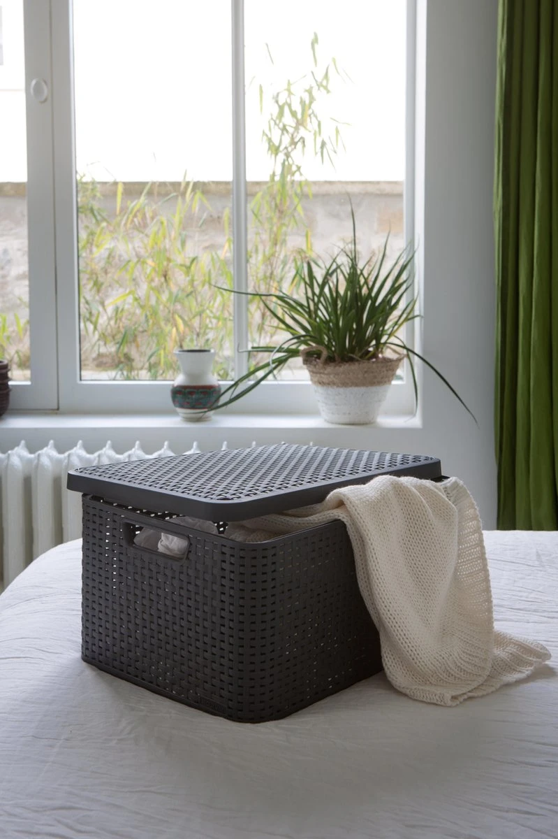 Curver Style Mand L - 30L - Antraciet Met Deksel 6 Curver Style Mand L - 30L - Antraciet Met Deksel - Afbeelding 4