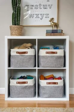 Tranquil Abode Opvouwbare Opbergmand - Set Van 3 Stevige Stoffen Opbergmanden Met Handgrepen - Opbergmand Kinderkamer Voor Speelgoed - Opbergmandjes Badkamer - Opbergbox - Kast & Lade Organizer -Thuisopslag 800x1200 28