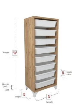 Kinderkast – Lichtbruin 8 Lades - Keukenkast - Speelgoedkast – Opbergkast Speelgoed – Opbergkast Kinderen – Ladekast – Ladenkastje – Ladenkastje Hout - Opbergkast Met Manden – Kinderkledingkast -Thuisopslag 800x1200 58
