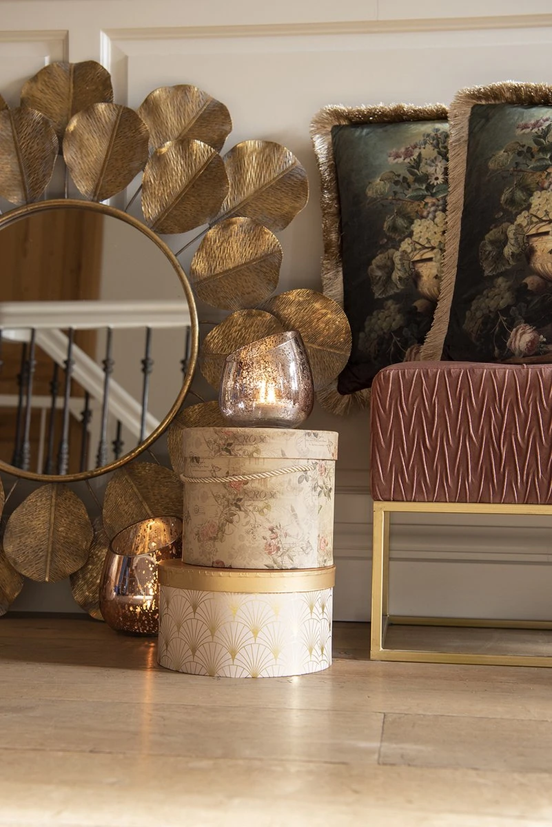 Clayre & Eef Hoedendoos Set Van 3 Ø 23x20 Cm Beige Roze Karton Bloemen Opbergdoos Cadeaudoos 7 Clayre & Eef Hoedendoos Set Van 3 Ø 23x20 Cm Beige Roze Karton Bloemen Opbergdoos Cadeaudoos - Afbeelding 5