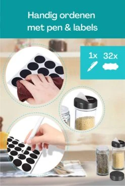 TidyHome Kruidenrek Draaibaar - Kruidenpotjes - Kruiden Carrousel - 20 Kruidenpotjes - Zwart - RVS - Draaibaar - Aanrecht Organizer - Inclusief Labels, Pen En Trechter - Keuken Organizer -Thuisopslag 803x1200 4