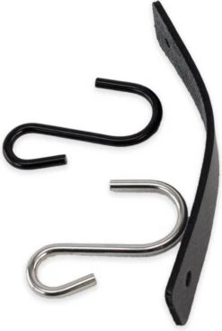 Brute Strength - Leren S-haak Hangers - Zwart - 2 Stuks - 12,5 X 2,5 Cm – Zwart Zilver – Leer - Handdoekhaakjes - Ophanghaken – Kapstokhaak -Thuisopslag 808x1200 1