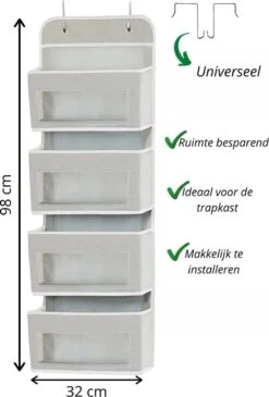 Over De Deur Hangende Wandorganizer - Ruimtebesparende Hangende Opbergzak Met 4 Vakken - Deurhaken - Opbergtassen - Hangende Opberger - Baby Organizer - -Thuisopslag 811x1200