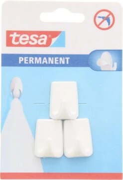 3x Tesa Permanent Ophanghaken - Wit - 2 X 3 Cm - Zelfklevend