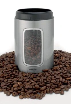 Brabantia Voorraadbus - 1,4 L - Matt Steel Fingerprint Proof / Matt Black Deksel - Met Venster -Thuisopslag 817x1200