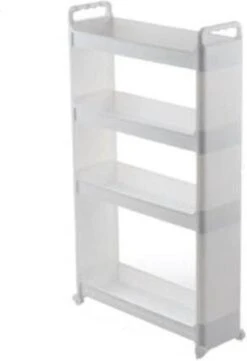 Merkloos Decopatent® Smal Keukenrek Opbergrek 4 Laags Op Wieltjes Met Vakken - Smalle Kast - Keukentrolley Met Wielen - Badkamer - Nisrek -Thuisopslag 822x1200 2