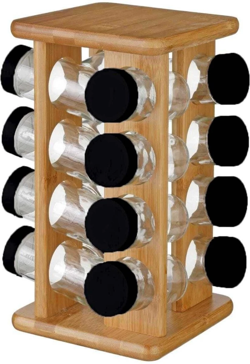 Kruidenrekje Met 16 Kruidenpotjes 29 Cm Van Bamboe - Keukenkruiden Potjes - Kruiden Bewaren 7 Kruidenrekje Met 16 Kruidenpotjes 29 Cm Van Bamboe - Keukenkruiden Potjes - Kruiden Bewaren - Afbeelding 5