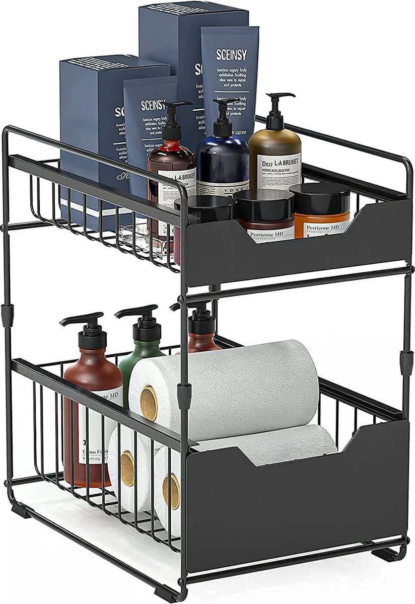 BOTC Organizer - Gootsteenkast Organizer - Opbergrek - Aanrecht Organiser – Keuken Organizers - Tweelaags – Metaal – Antislip 3 BOTC Organizer - Gootsteenkast Organizer - Opbergrek - Aanrecht Organiser – Keuken Organizers - Tweelaags – Metaal – Antislip