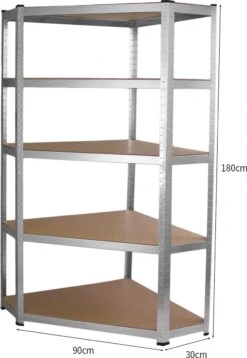 Galwix Stellingkasten - 2 Rechte Rekken + 1 Hoekstelling - 90x30x180 Cm Per Rek – 100% Boutloos - Draagkracht: 1750 Kg - Opbergrekken -Thuisopslag 829x1200 2