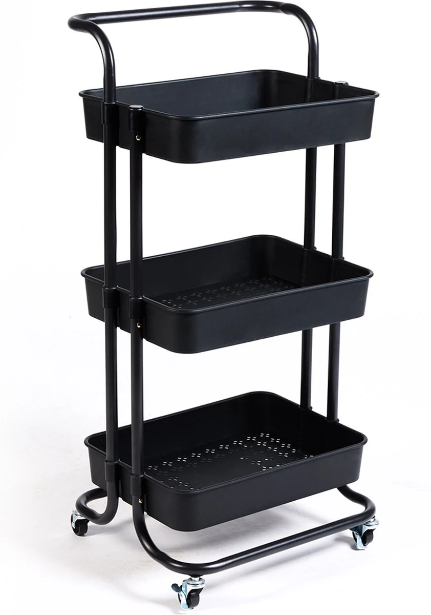 Muntel® Keukentrolley - Verrijdbaar En Vast - Op Wieltjes - Verrijdbaar En Vast - Serveerwagen - 3 Lagen - 87 X 42 X 32 Cm 3 Muntel® Keukentrolley - Verrijdbaar En Vast - Op Wieltjes - Verrijdbaar En Vast - Serveerwagen - 3 Lagen - 87 X 42 X 32 Cm