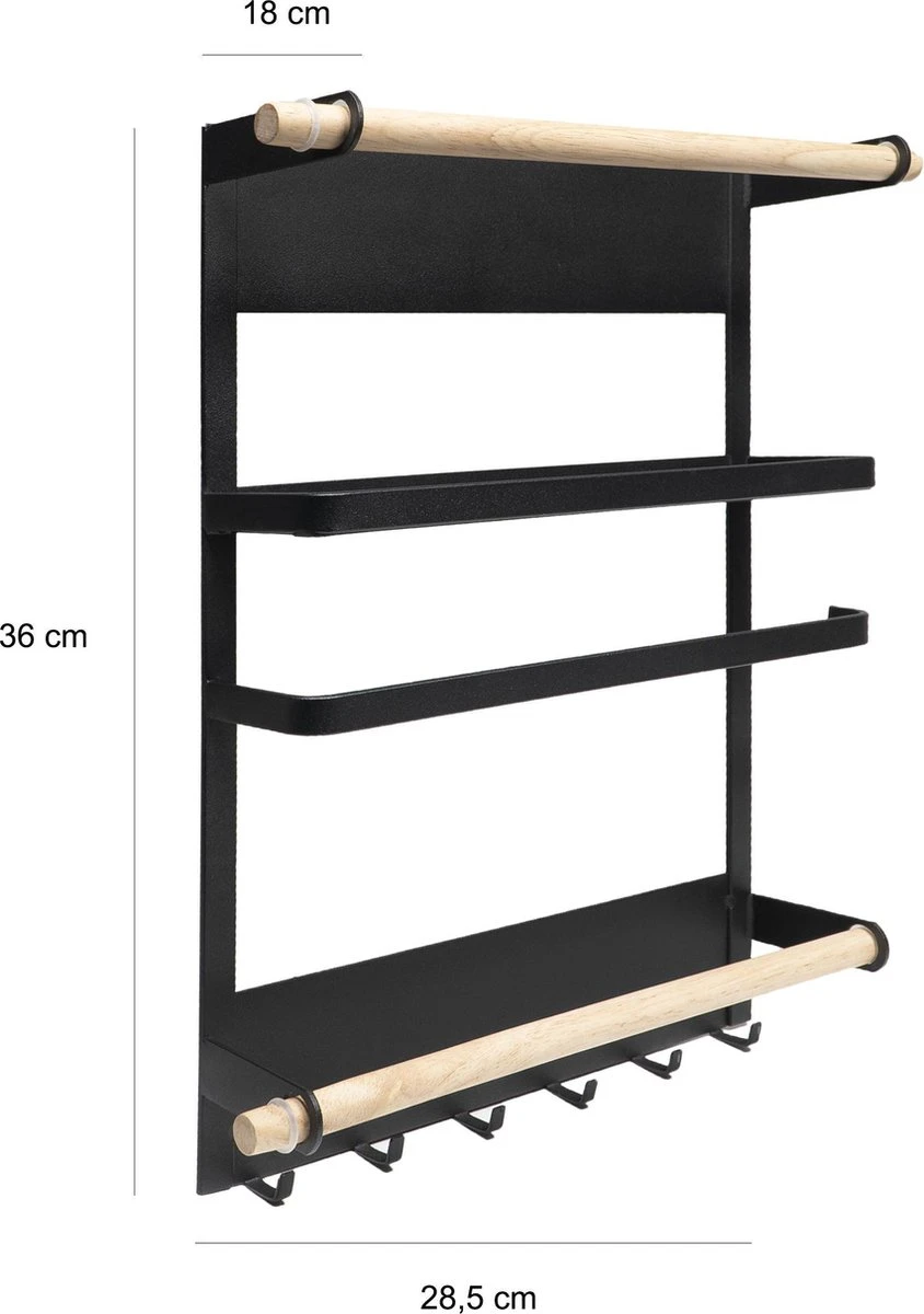 QUVIO Keukenrekje Van Metaal Magnetisch - Kruidenrek - Keuken Opbergrek Voor Kruiden, Handdoeken En Opscheplepels - Zwart 11 QUVIO Keukenrekje Van Metaal Magnetisch - Kruidenrek - Keuken Opbergrek Voor Kruiden, Handdoeken En Opscheplepels - Zwart - Afbeelding 9