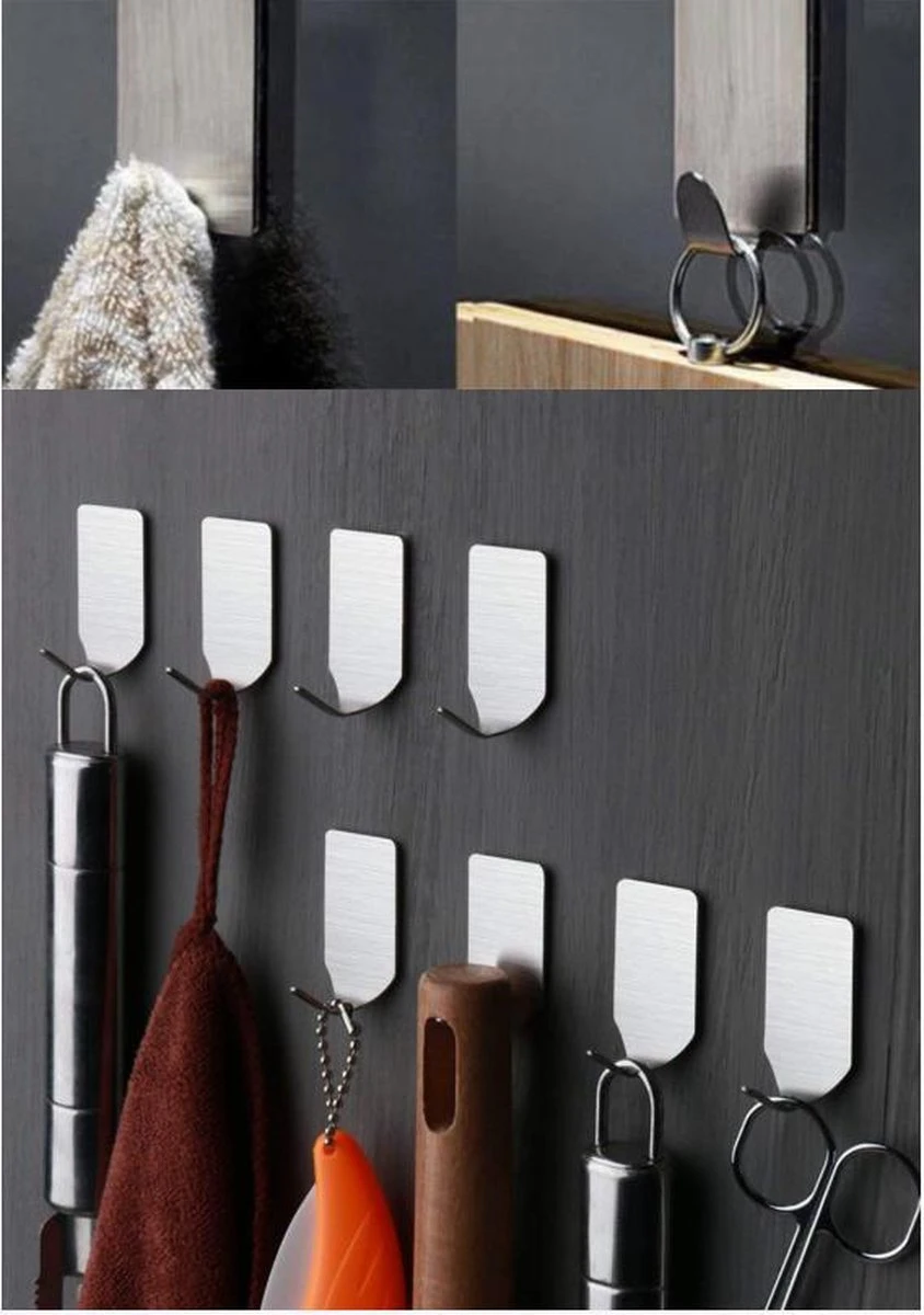 Merkloos FSW-Trading - Keukenhaken - RVS - ZIlver - Zelfklevend - 6 Stuks 6 Merkloos FSW-Trading - Keukenhaken - RVS - ZIlver - Zelfklevend - 6 Stuks - Afbeelding 4