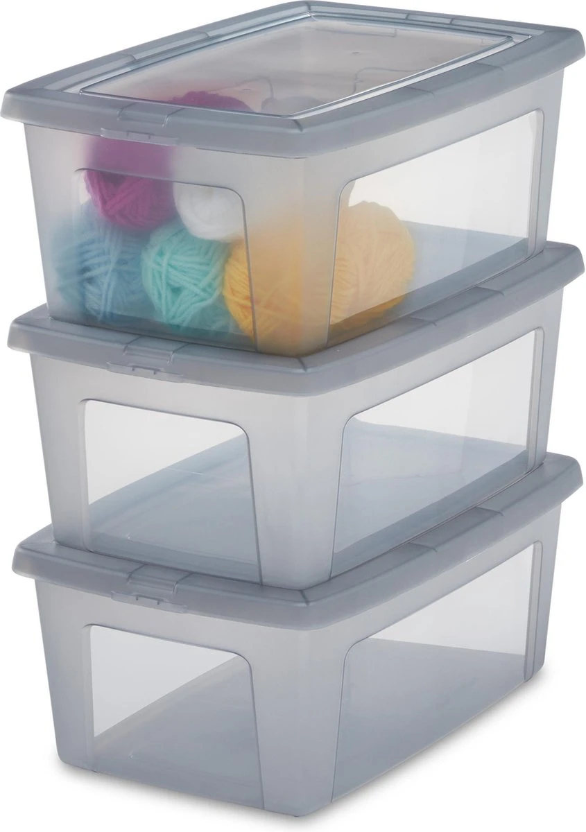 Iris Ohyama Modular Clearbox Opbergbox - 11L - Kunststof - Grijs - Set Van 3 8 Iris Ohyama Modular Clearbox Opbergbox - 11L - Kunststof - Grijs - Set Van 3 - Afbeelding 6