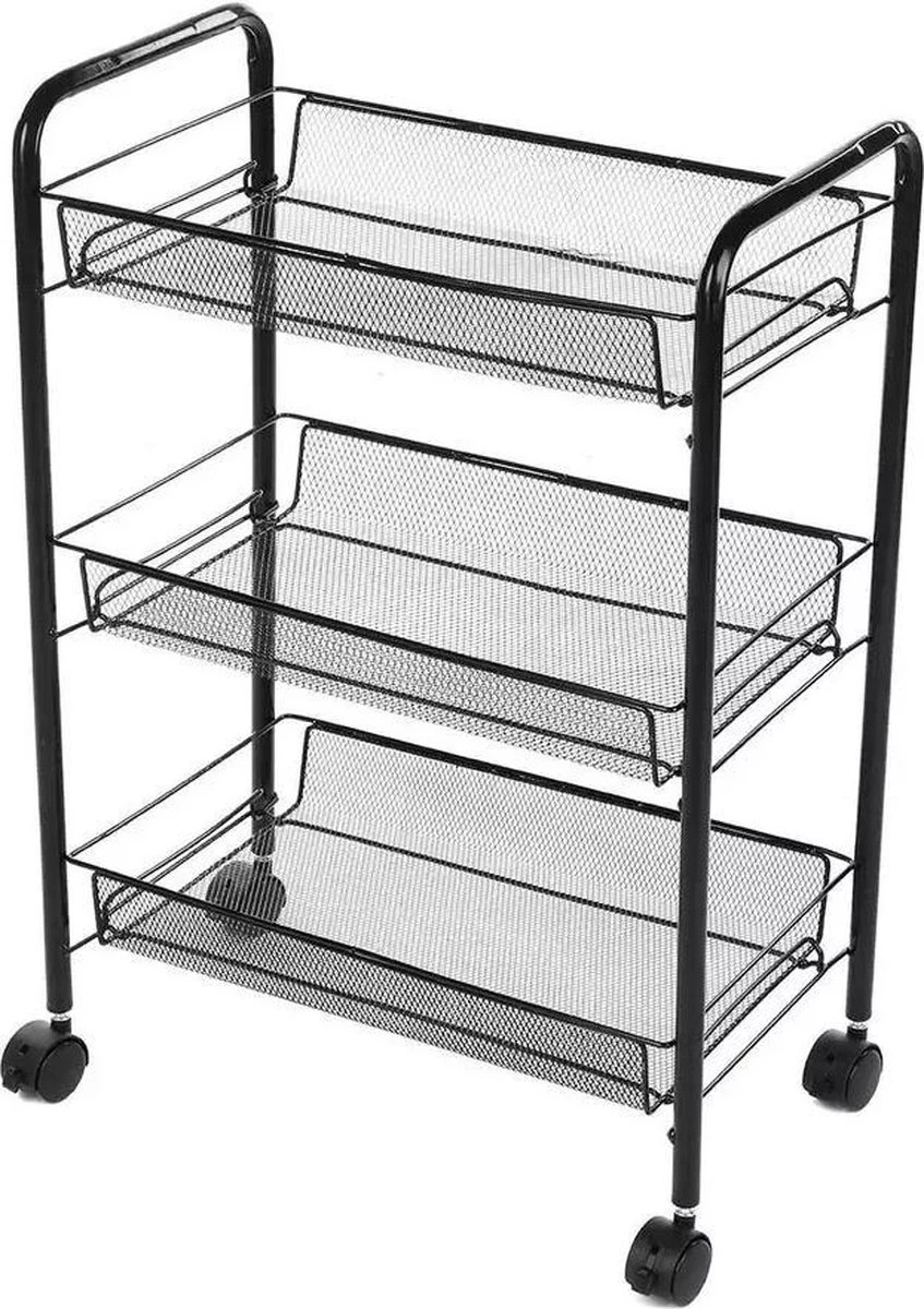 Buxibo Opbergrek 3 Laags Op Wieltjes Met Vakken - Keukentrolley Op Wielen - Badkamer/Keuken/Kamer Opbergrek - Nisrek - 45cmx37cmx63cm - Zwart 6 Buxibo Opbergrek 3 Laags Op Wieltjes Met Vakken - Keukentrolley Op Wielen - Badkamer/Keuken/Kamer Opbergrek - Nisrek - 45cmx37cmx63cm - Zwart - Afbeelding 4