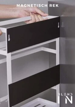 Magnetisch Multifunctioneel Rek - Magnetisch Keukenrek - Zwart & Hout - Ophangen Zonder Boren - 2-laags Met Magneten En Schroefjes - Wandgemonteerde KeukenRolhouder - Magnetisch Koelkastrek - Magnetisch Wasmachine Rek - Kruidenrek -Thuisopslag 848x1200 3