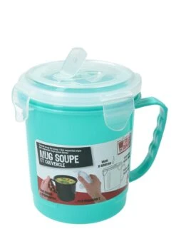 Turqoise Magnetron Soepbeker Met Ontluchtingsfilter – 13x11cm | Magnetron Bestendige Beker Voor Het Bereiden Van Soep