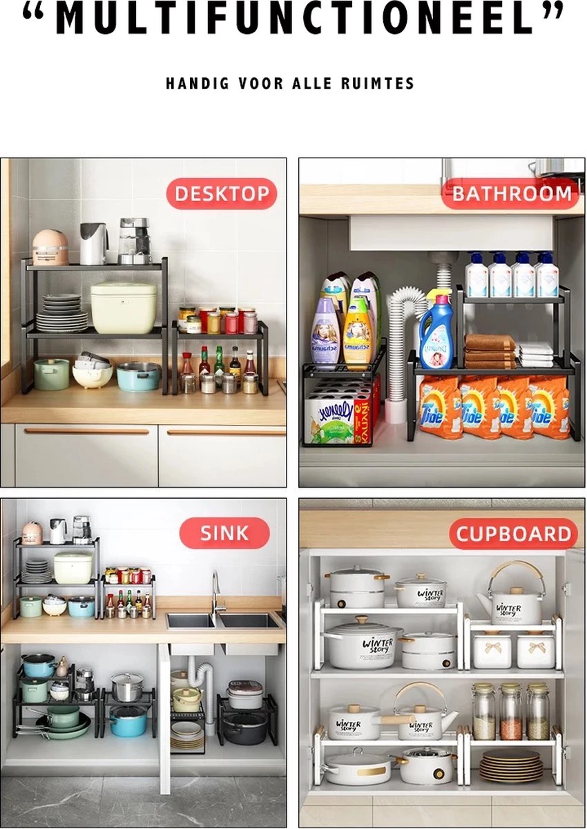 Keuken Organizers - Aanrecht Organiser - 23,8*40,3* 21 - Pannenrekken - Gootsteenkast Organizer - Bureau Organizer - Opbergrek - Kruidenrek - Kast Organizer - Badkamer Organizer 8 Keuken Organizers - Aanrecht Organiser - 23,8*40,3* 21 - Pannenrekken - Gootsteenkast Organizer - Bureau Organizer - Opbergrek - Kruidenrek - Kast Organizer - Badkamer Organizer - Afbeelding 6