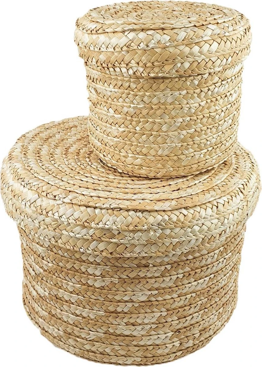 Opberg En Plantenmand Naturel Met Deksel | Set Van 2 Klein & Groot | Handgemaakt | Natuurlijke Mand / Opberg Mand | Planten Accessoires | Organizer 10 Opberg En Plantenmand Naturel Met Deksel | Set Van 2 Klein & Groot | Handgemaakt | Natuurlijke Mand / Opberg Mand | Planten Accessoires | Organizer - Afbeelding 8